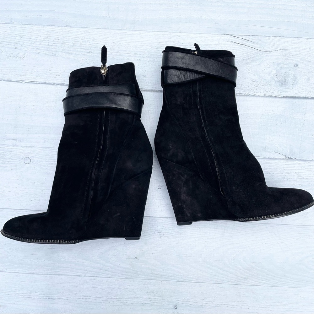 Givenchy Black Suede Wedge Ankle Bootie Size Unknown. See measurements below. - Picture 10 of 15